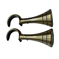 Trumpet Antique brass effect Metal & plastic Curtain pole bracket (Dia)35mm, Pack of 2