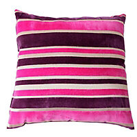 Tuberose Striped Cream, pink & purple Cushion