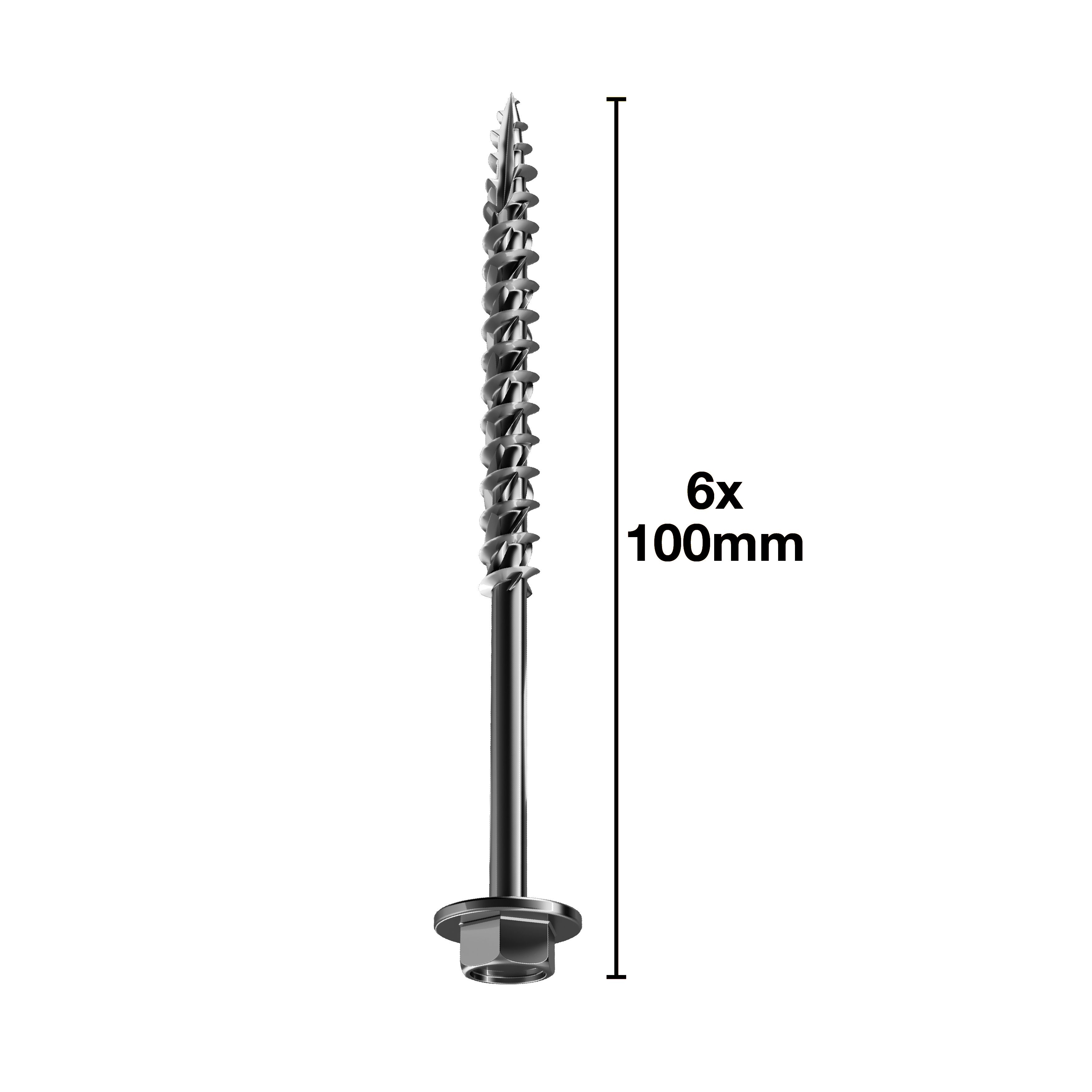 Turbo Coach Hex Zinc-plated Carbon steel Coach screw (Dia)6mm (L)100mm, Pack of 100