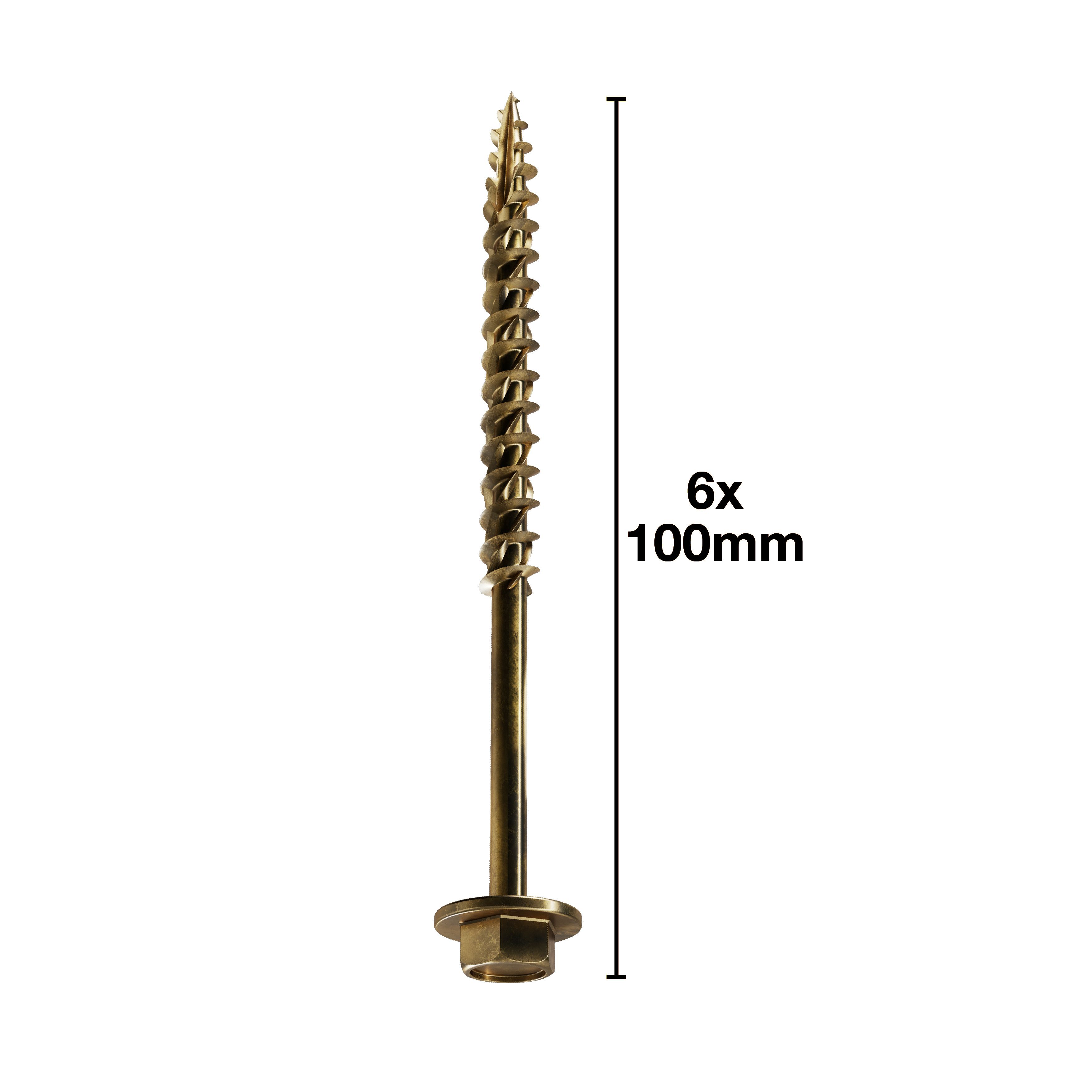 Turbo Coach Hex Zinc-plated Carbon steel Coach screw (Dia)6mm (L)100mm, Pack of 100