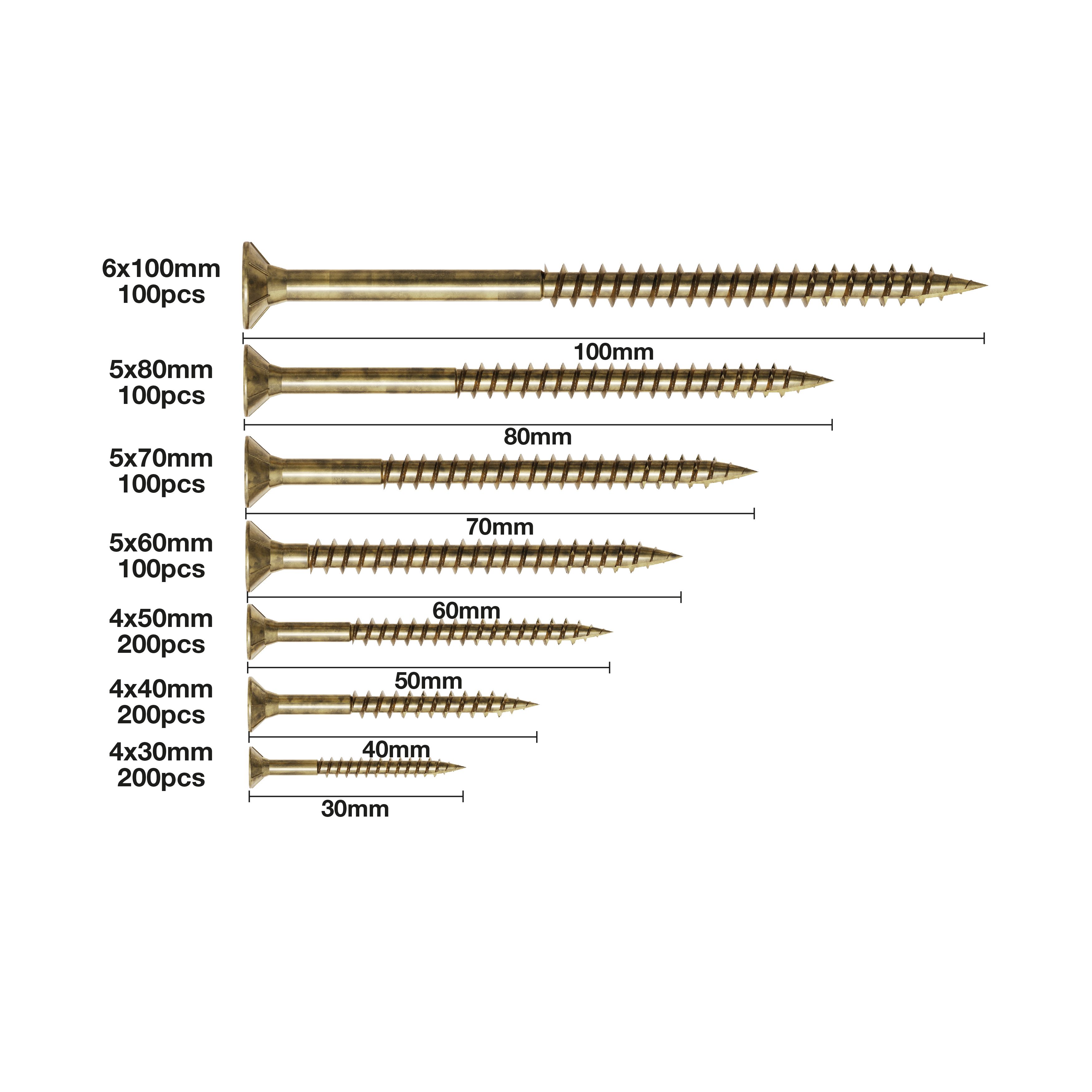 Turbo Gold PZ Double self-countersunk Carbon steel (C1022) Screws trade case, Set of 1000