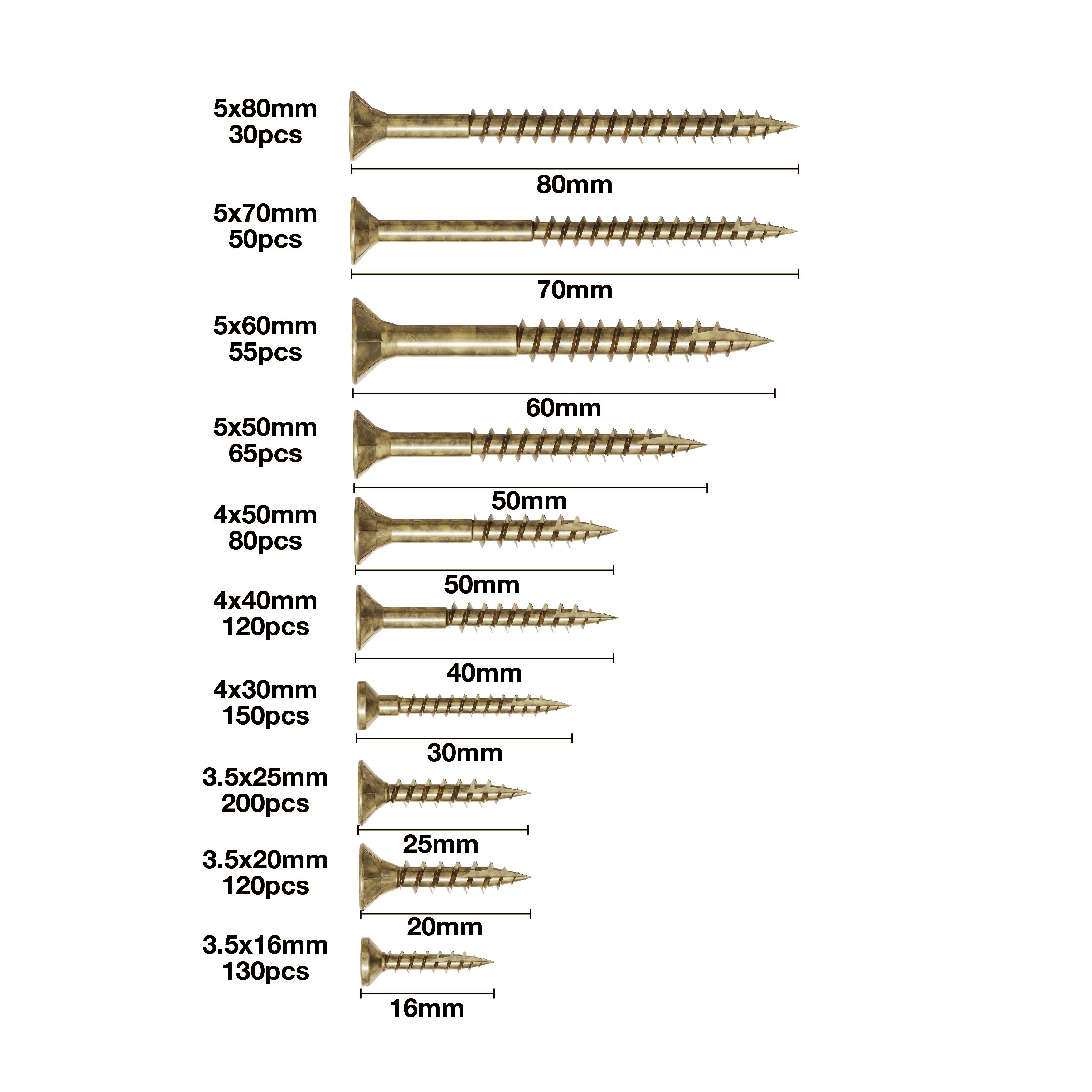 Turbo Gold PZ2 Double-countersunk Zinc-plated Carbon steel Screws trade case, Pack of 1000