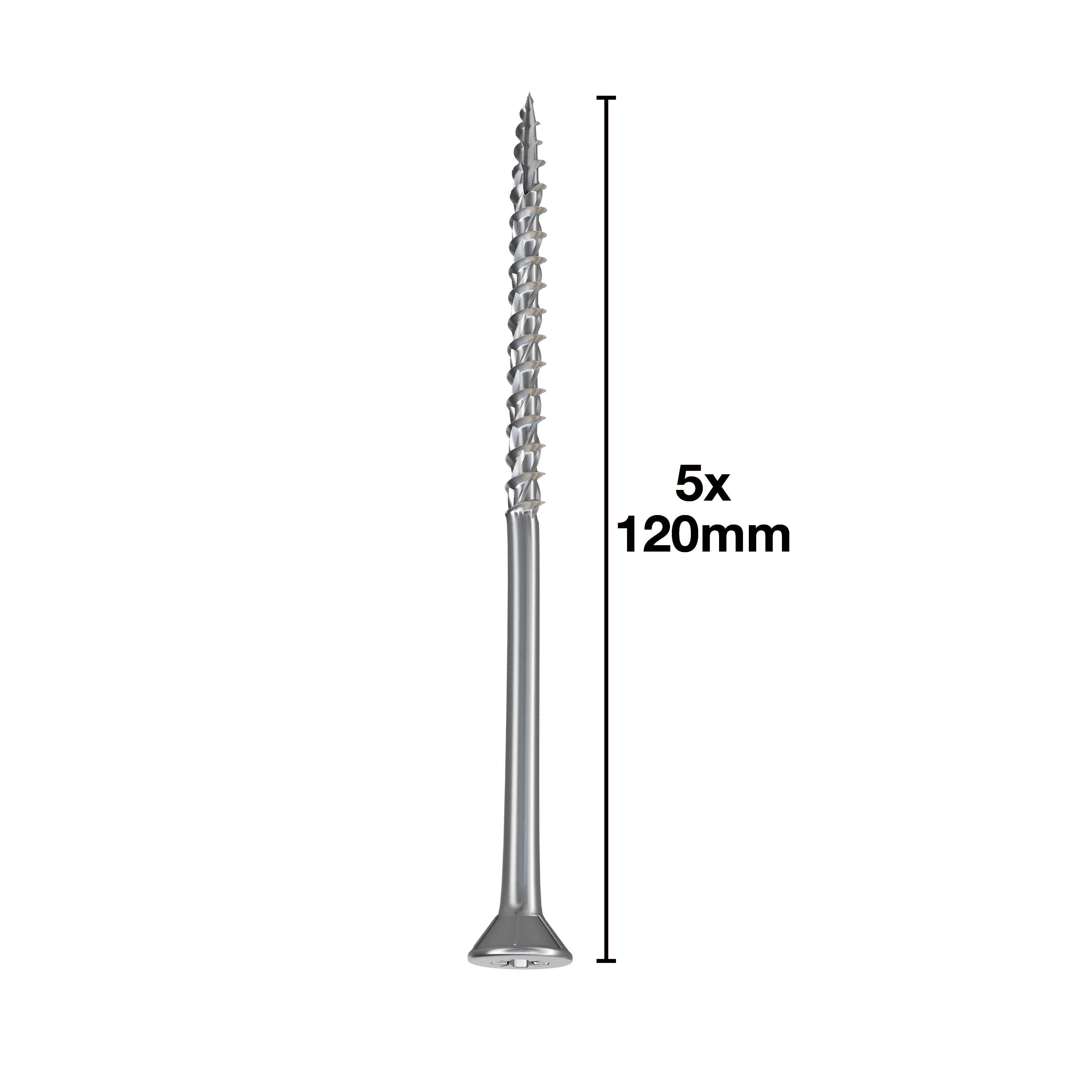 Turbo Silver Double self-countersunk Zinc-plated Carbon steel Screw (Dia)5mm (L)120mm, Pack of 100