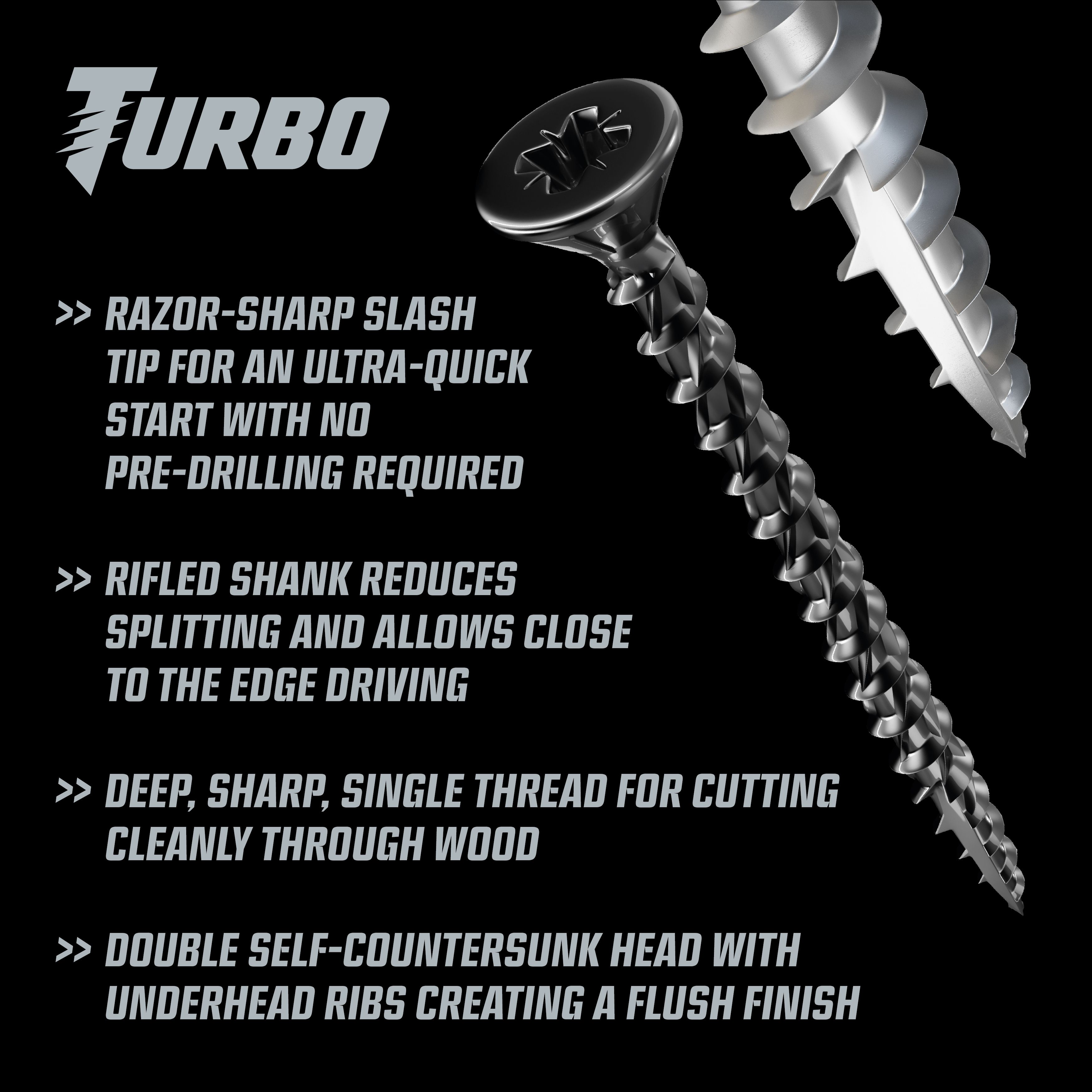 Turbo Silver PZ Double self-countersunk Zinc-plated Carbon steel Multipurpose screw (Dia)3mm (L)16mm, Pack of 200