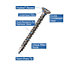 Turbo Ultra Bright zinc plated High tensile steel Woodscrew (Dia)4mm (L)45mm, Pack of 200