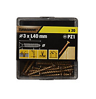 TurboDrive Pozidriv Yellow-passivated Steel Screw (Dia)3mm (L)40mm, Pack of 20