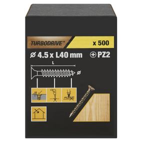 TurboDrive Pozidriv Yellow-passivated Steel Screw (Dia)4.5mm (L)40mm, Pack of 500