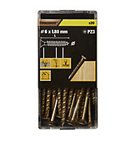 TurboDrive Pozidriv Yellow-passivated Steel Screw (Dia)6mm (L)80mm, Pack of 20