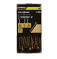 TurboDrive Pozidriv Yellow-passivated Steel Screw (Dia)6mm (L)90mm, Pack of 20