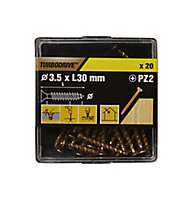 TurboDrive PZ Yellow-passivated Steel Screw (Dia)3.5mm (L)30mm, Pack of 20