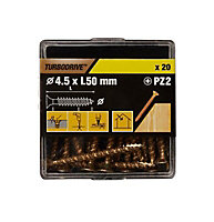 TurboDrive PZ Yellow-passivated Steel Screw (Dia)4.5mm (L)50mm, Pack of 20