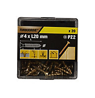 TurboDrive PZ Yellow-passivated Steel Screw (Dia)4mm (L)20mm, Pack of 20