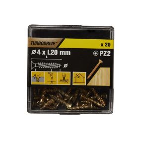 TurboDrive PZ Yellow-passivated Steel Screw (Dia)4mm (L)20mm, Pack of 20