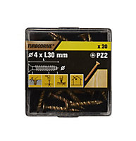 TurboDrive PZ Yellow-passivated Steel Screw (Dia)4mm (L)30mm, Pack of 20