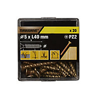 TurboDrive PZ Yellow-passivated Steel Screw (Dia)5mm (L)40mm, Pack of 20
