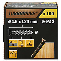 TurboDrive Steel Wood screw (Dia)4.5mm (L)20mm of 100