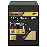TurboDrive Yellow zinc-plated Steel Screw (Dia)3.5mm (L)20mm, Pack of 500
