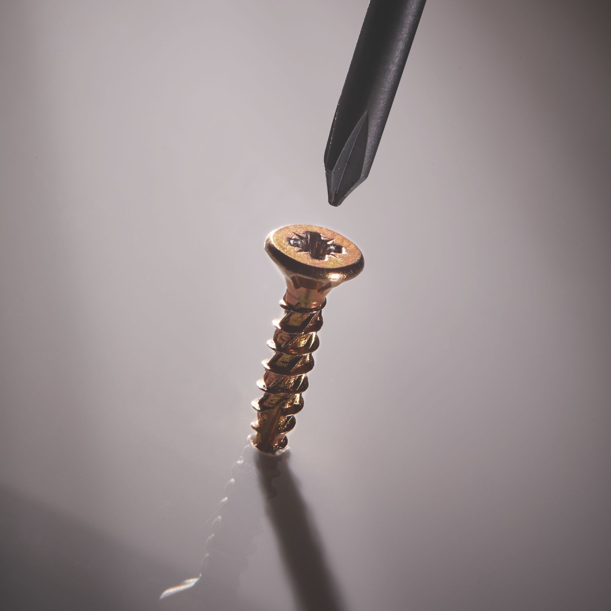 TurboGold PZ Flat countersunk Yellow-passivated Carbon steel Screw (Dia)3.5mm (L)30mm, Pack of 200