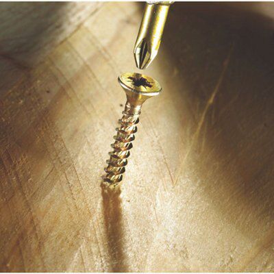 TurboGold PZ Flat countersunk Yellow-passivated Carbon steel Screw (Dia)5mm (L)30mm, Pack of 200