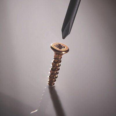 TurboGold PZ Flat countersunk Yellow-passivated Carbon steel Screw (Dia)5mm (L)30mm, Pack of 200