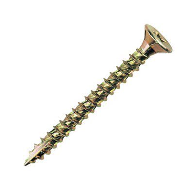 TurboGold PZ Flat countersunk Yellow-passivated Carbon steel Screw (Dia)5mm (L)80mm, Pack of 100