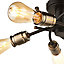 Turin Matt Black Antique brass effect 5 Lamp Ceiling light