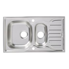 Turing Polished Inox Stainless steel 1.5 Bowl Sink & drainer (W)500mm x (L)860mm