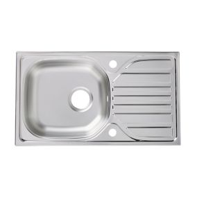 Turing Polished Inox Stainless steel 1 Bowl Sink & drainer 435mm x 760mm