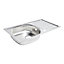 Turing Polished Inox Stainless steel 1 Bowl Sink & drainer 435mm x 760mm