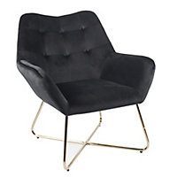 Turio Black Velvet effect Chair (H)865mm (W)750mm (D)800mm