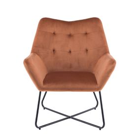 Turio Burnt orange Velvet effect Chair (H)865mm (W)750mm (D)800mm