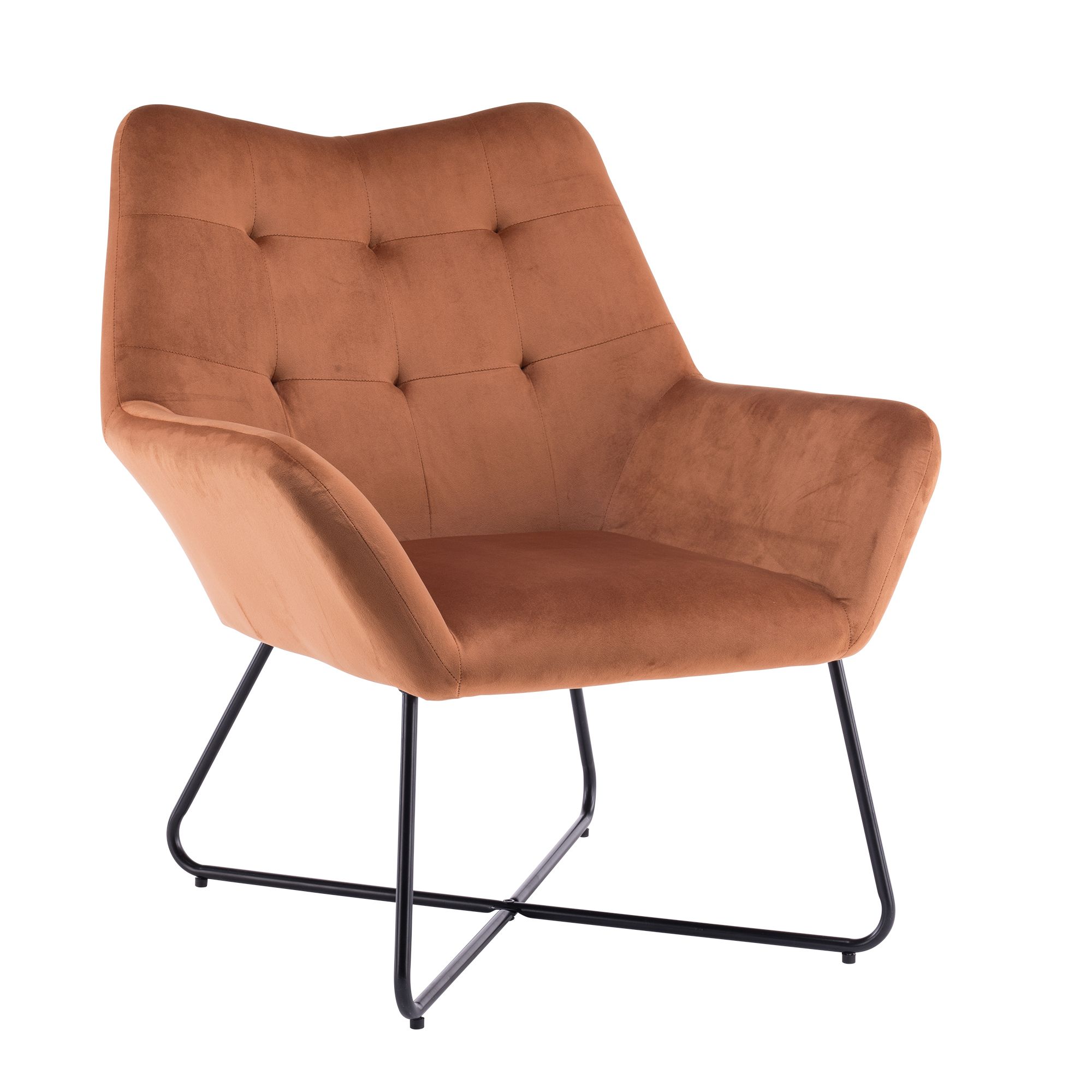 Turio Burnt orange Velvet effect Chair H 865mm W 750mm D 800mm