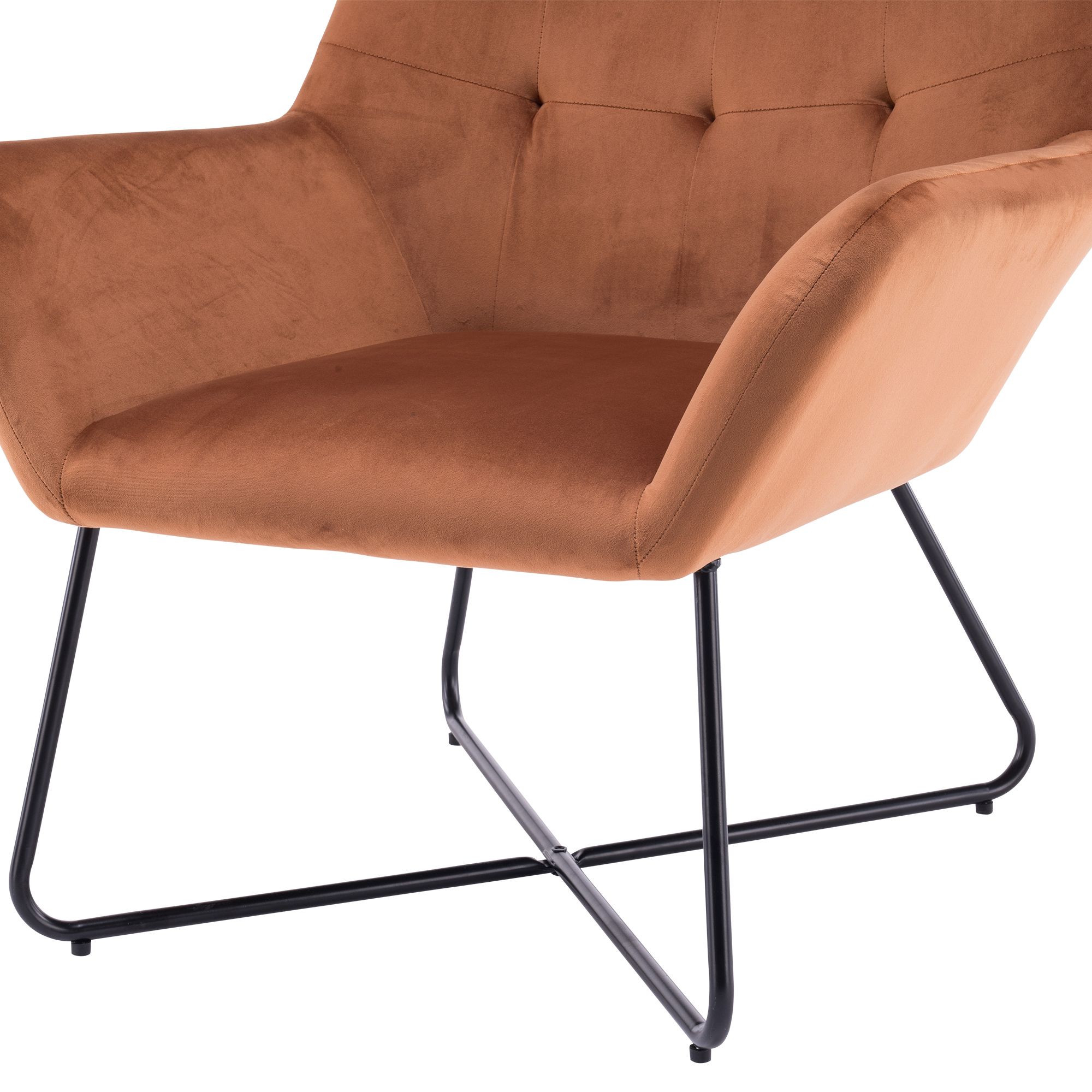 Turio Burnt orange Velvet effect Chair H 865mm W 750mm D 800mm