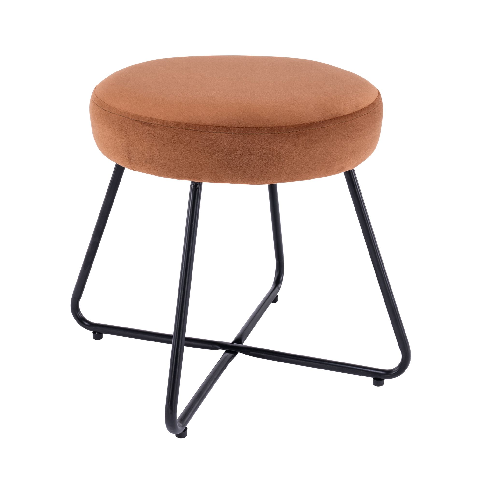 Turio Burnt orange Velvet effect Padded Stool