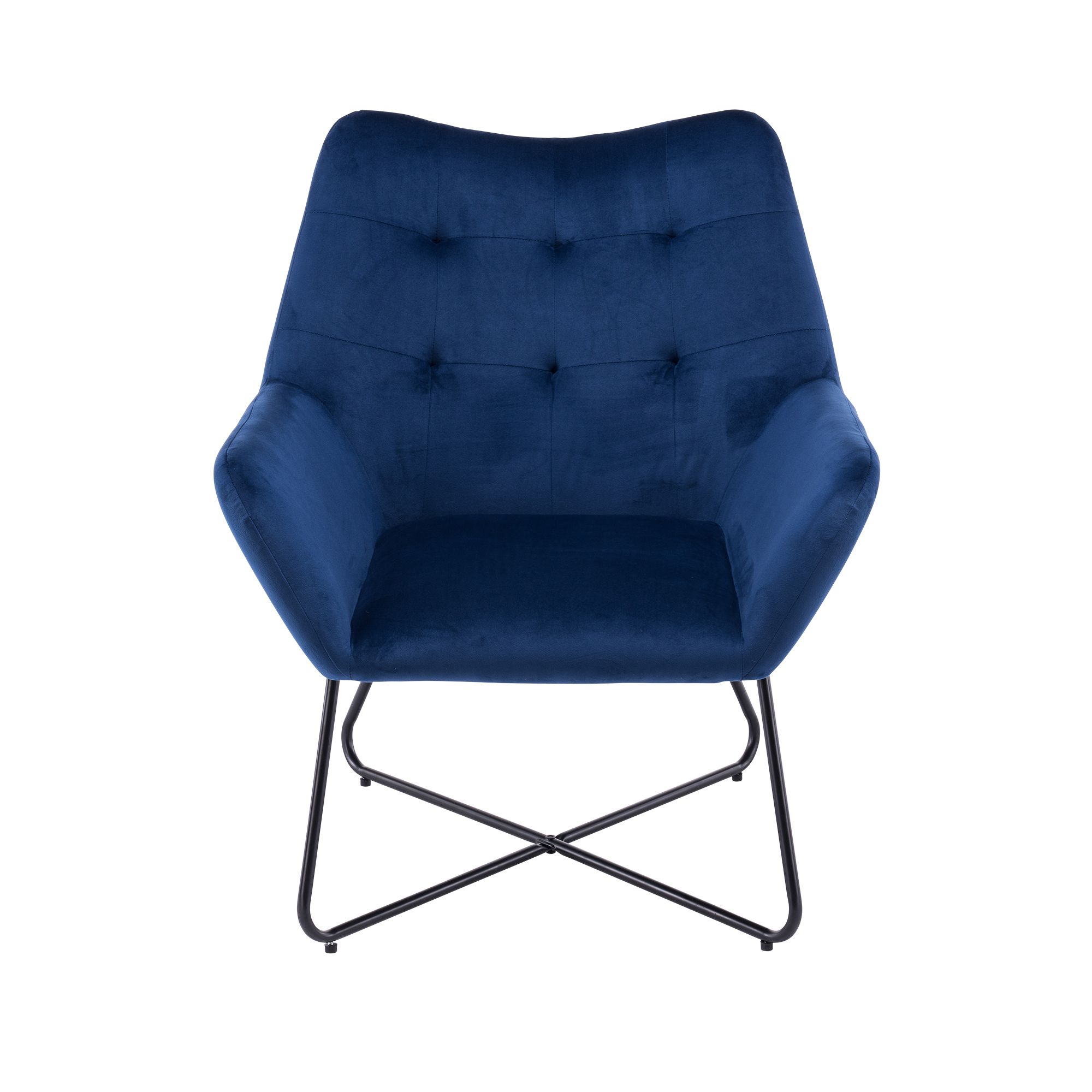 Turio Deep blue Velvet effect Chair H 865mm W 750mm D 800mm