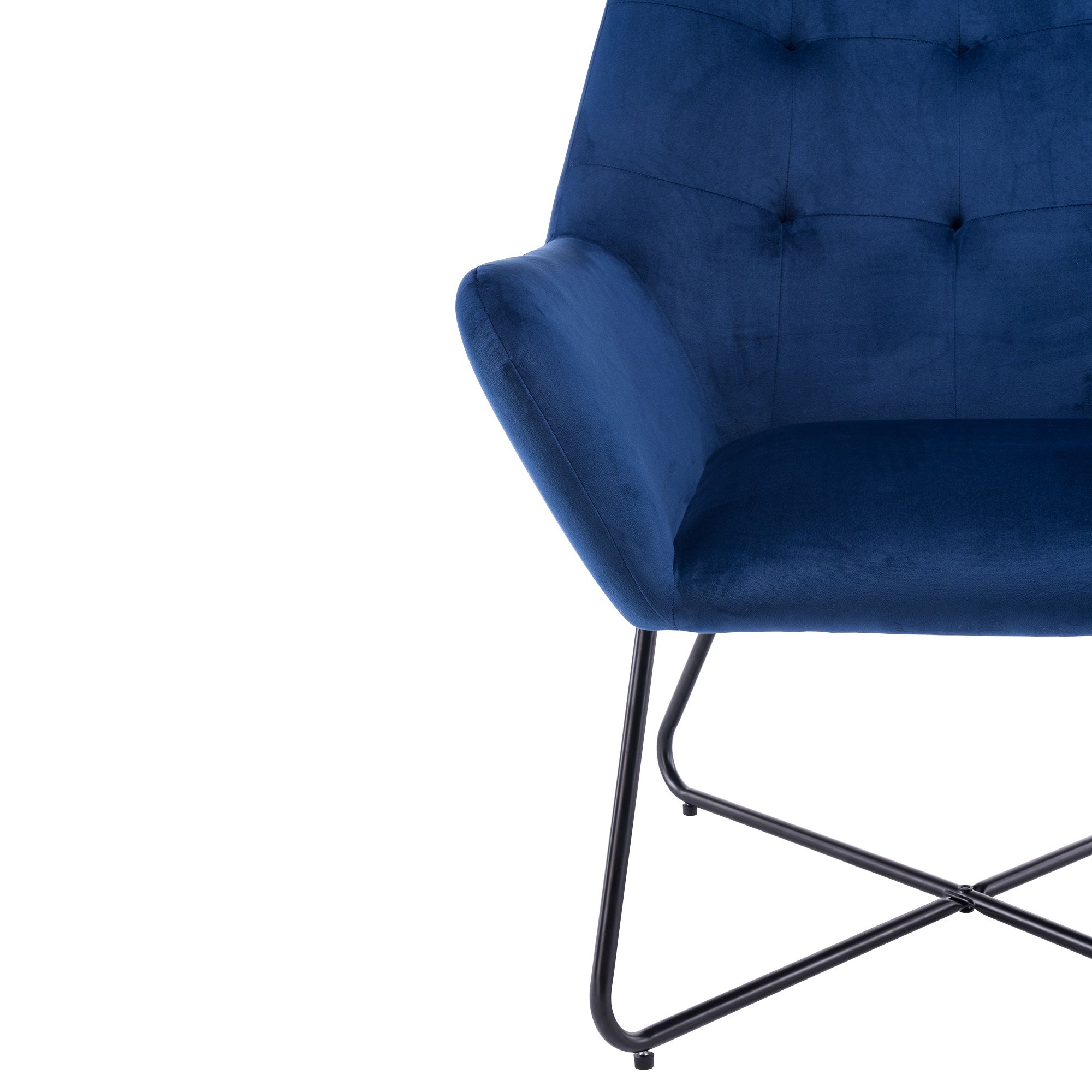 Turio Deep blue Velvet effect Chair (H)865mm (W)750mm (D)800mm | DIY at B&Q