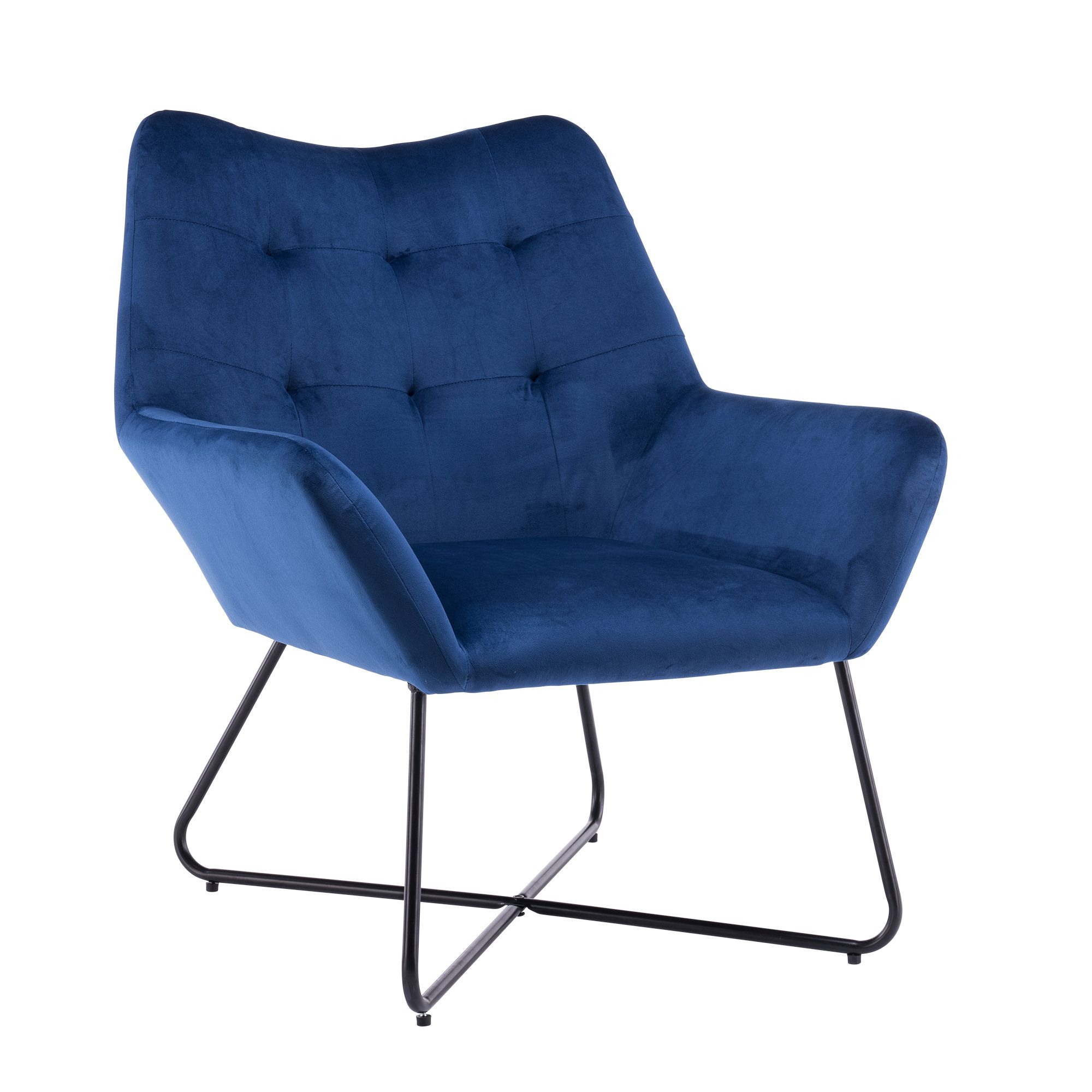 Turio Deep Blue Velvet Effect Chair (H)865mm (W)750mm (D)800mm | DIY At B&Q