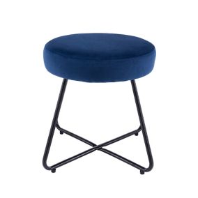 Turio Deep blue Velvet effect Stool