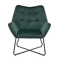 Turio Forest green Velvet effect Chair (H)865mm (W)750mm (D)800mm