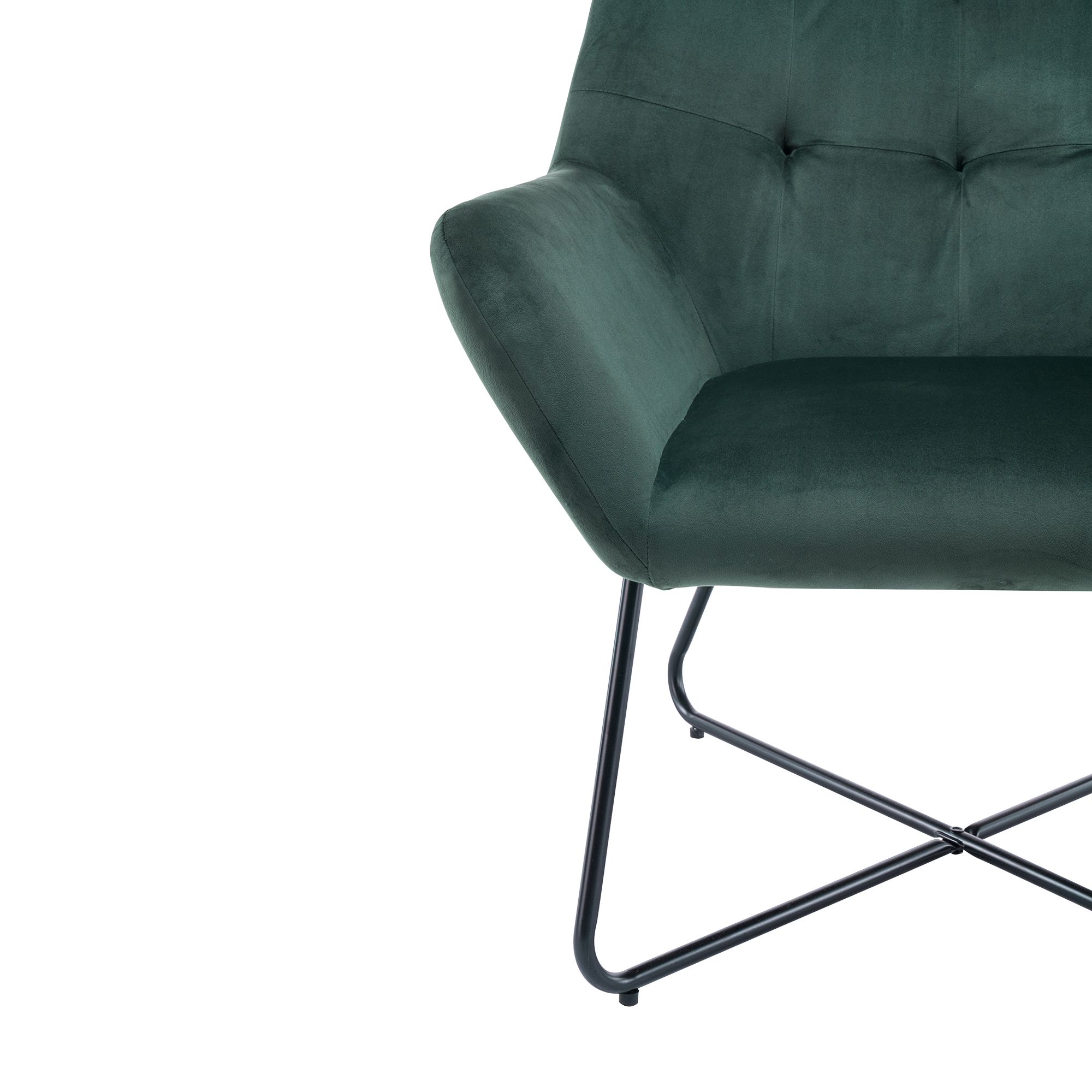 Turio Forest green Velvet effect Chair (H)865mm (W)750mm (D)800mm | DIY