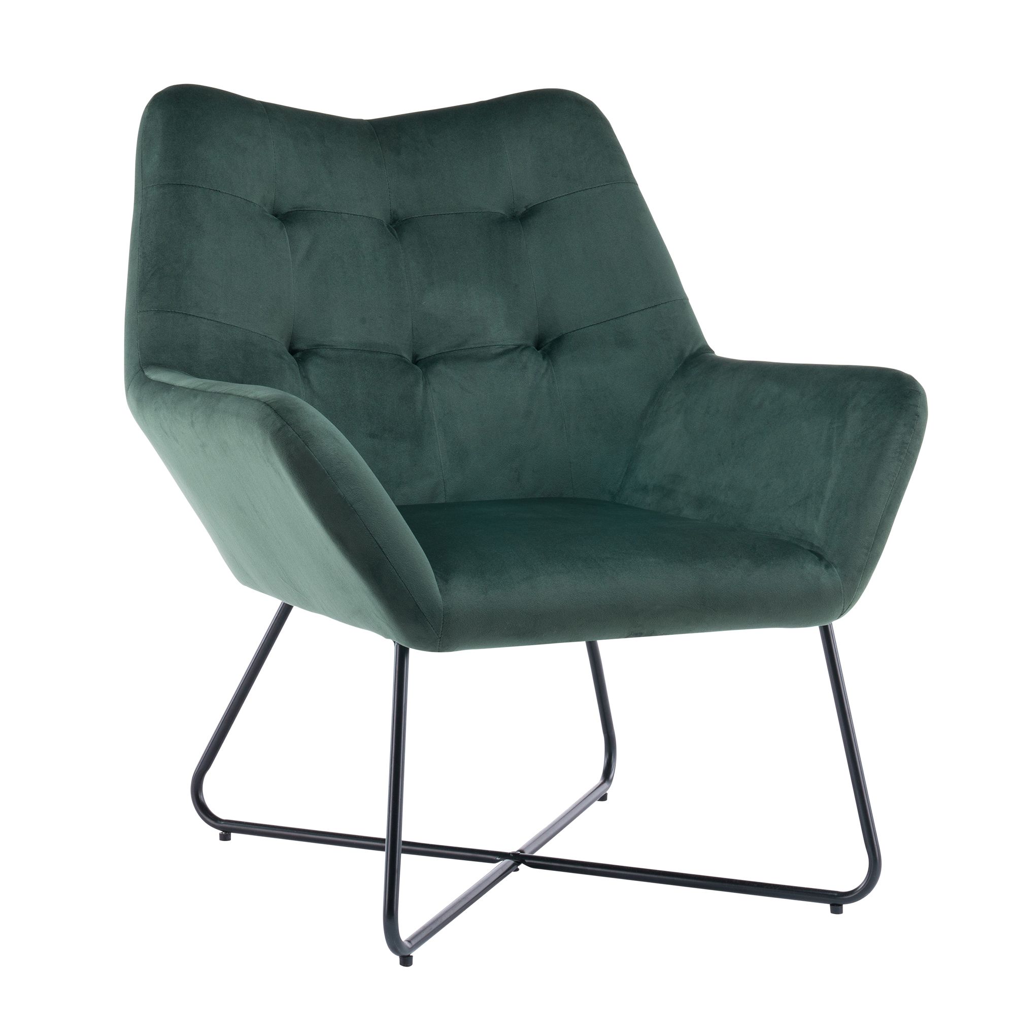 Turio Forest green Velvet effect Chair (H)865mm (W)750mm (D)800mm | DIY