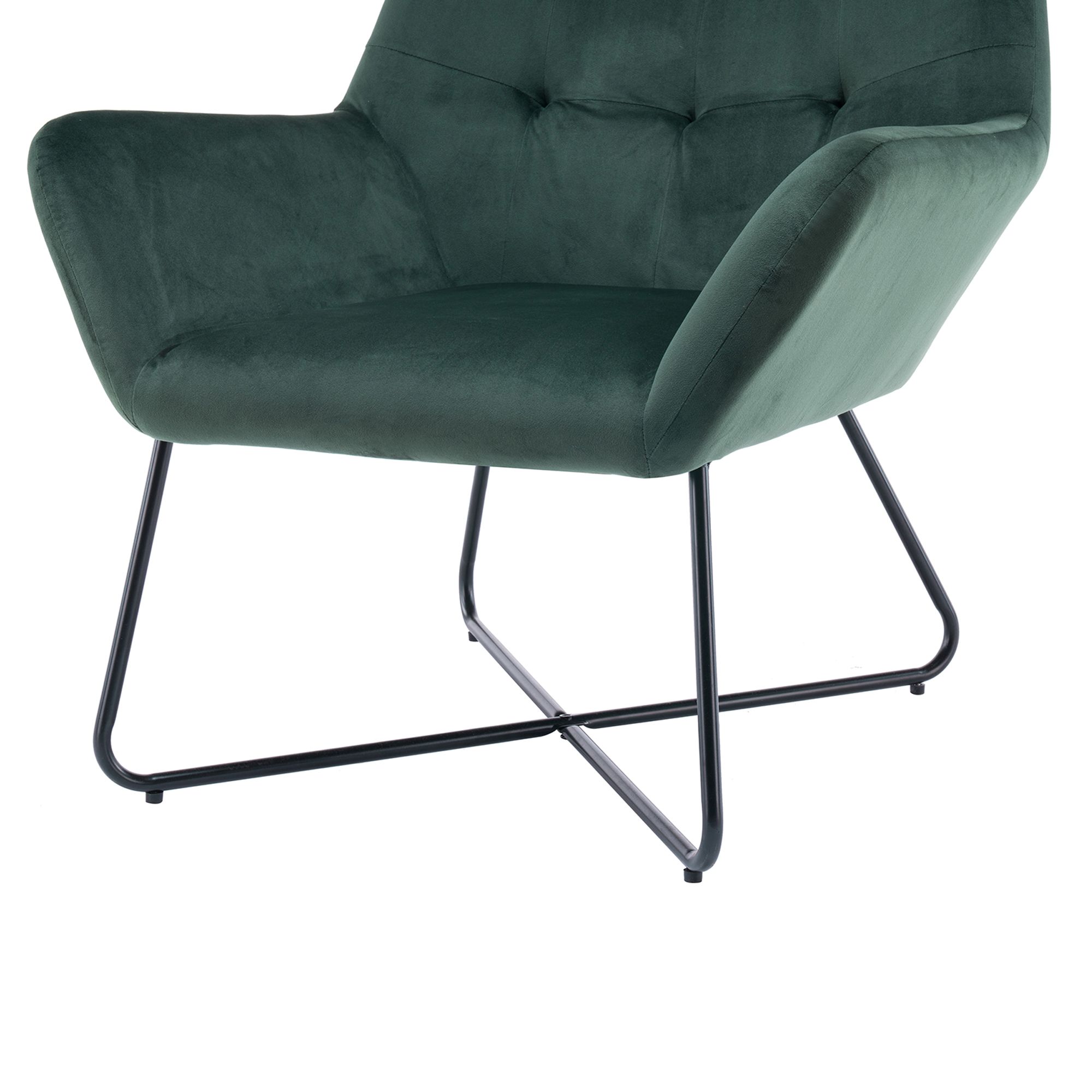 Turio Forest green Velvet effect Chair (H)865mm (W)750mm (D)800mm | DIY