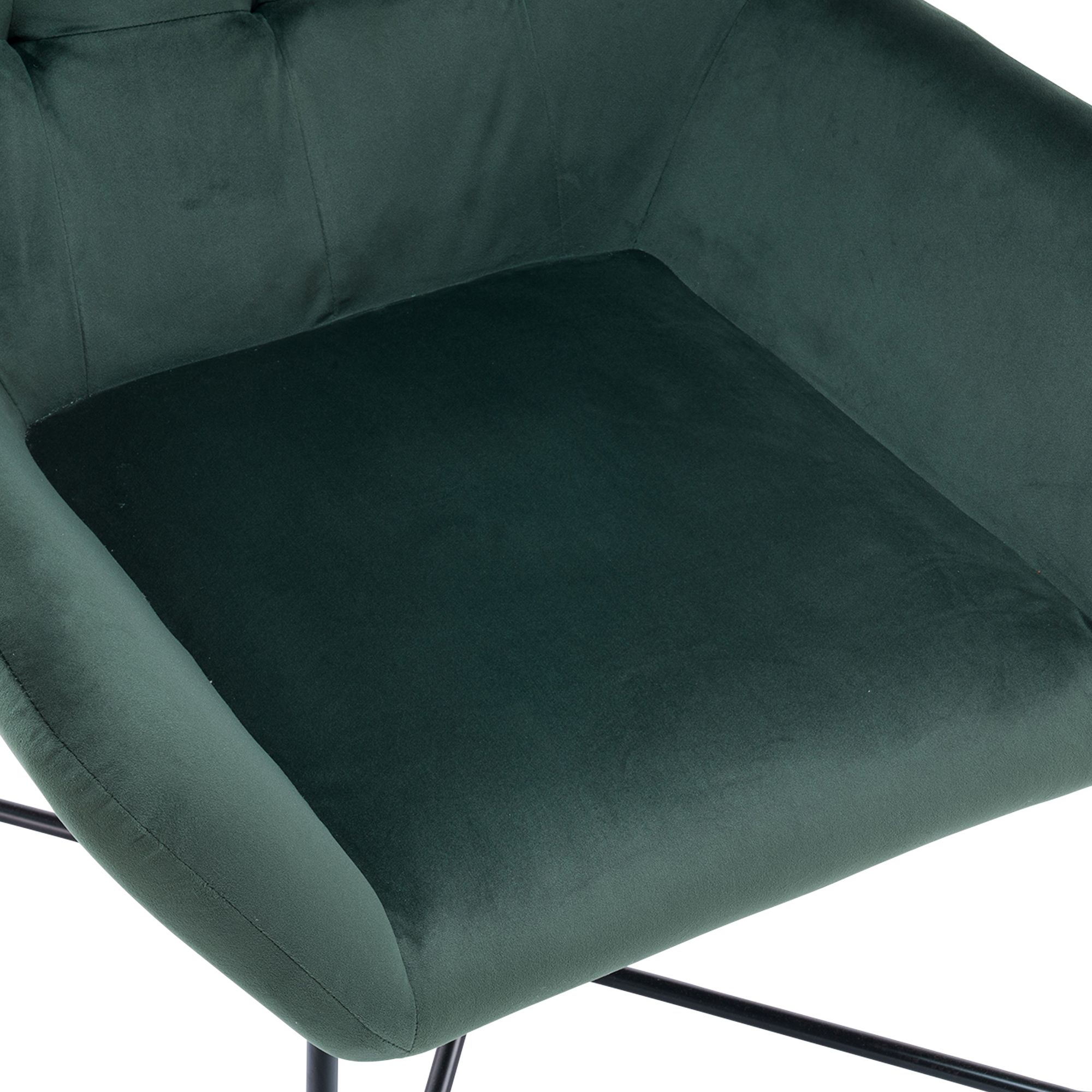 Turio Forest green Velvet effect Chair (H)865mm (W)750mm (D)800mm | DIY