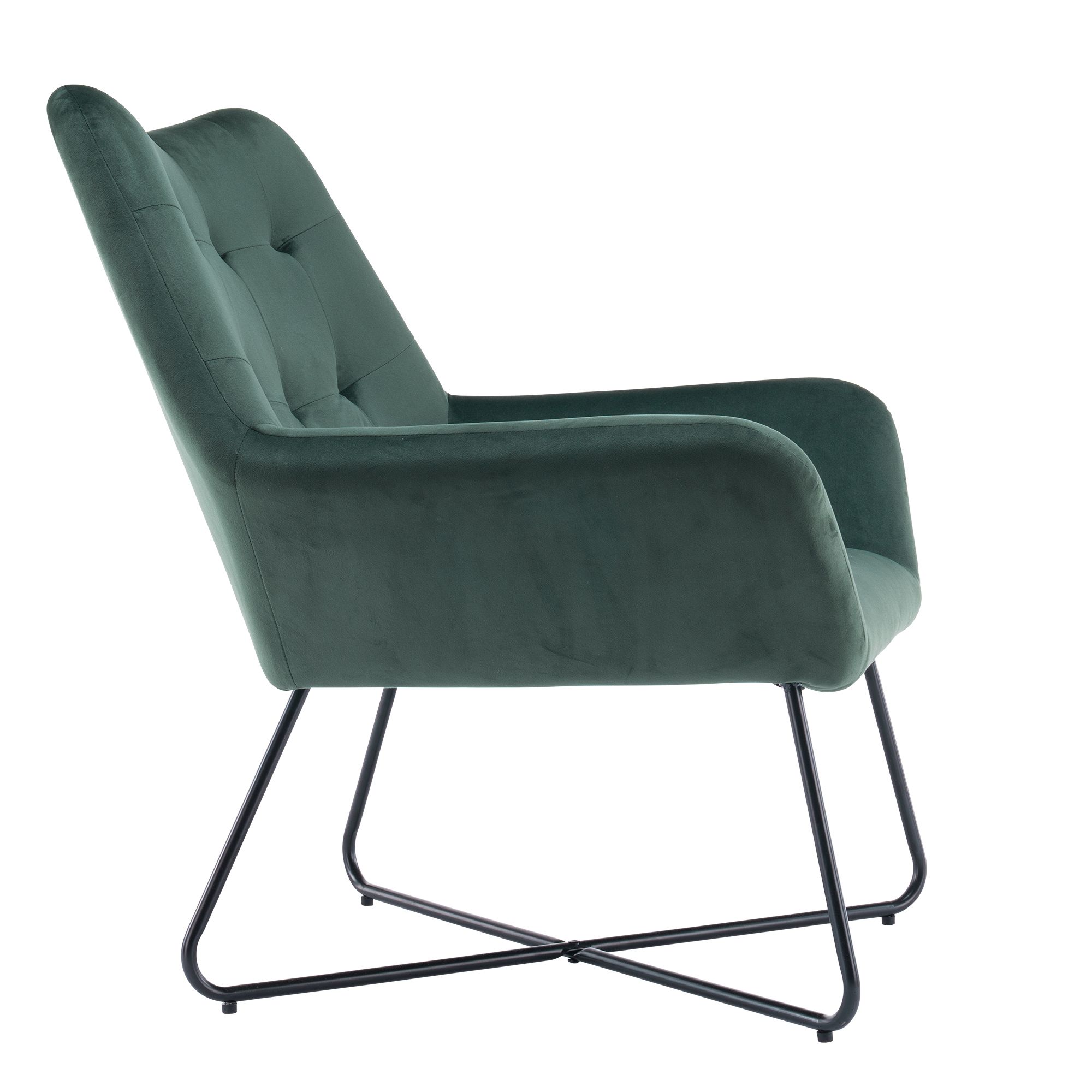 Turio Forest green Velvet effect Chair (H)865mm (W)750mm (D)800mm | DIY