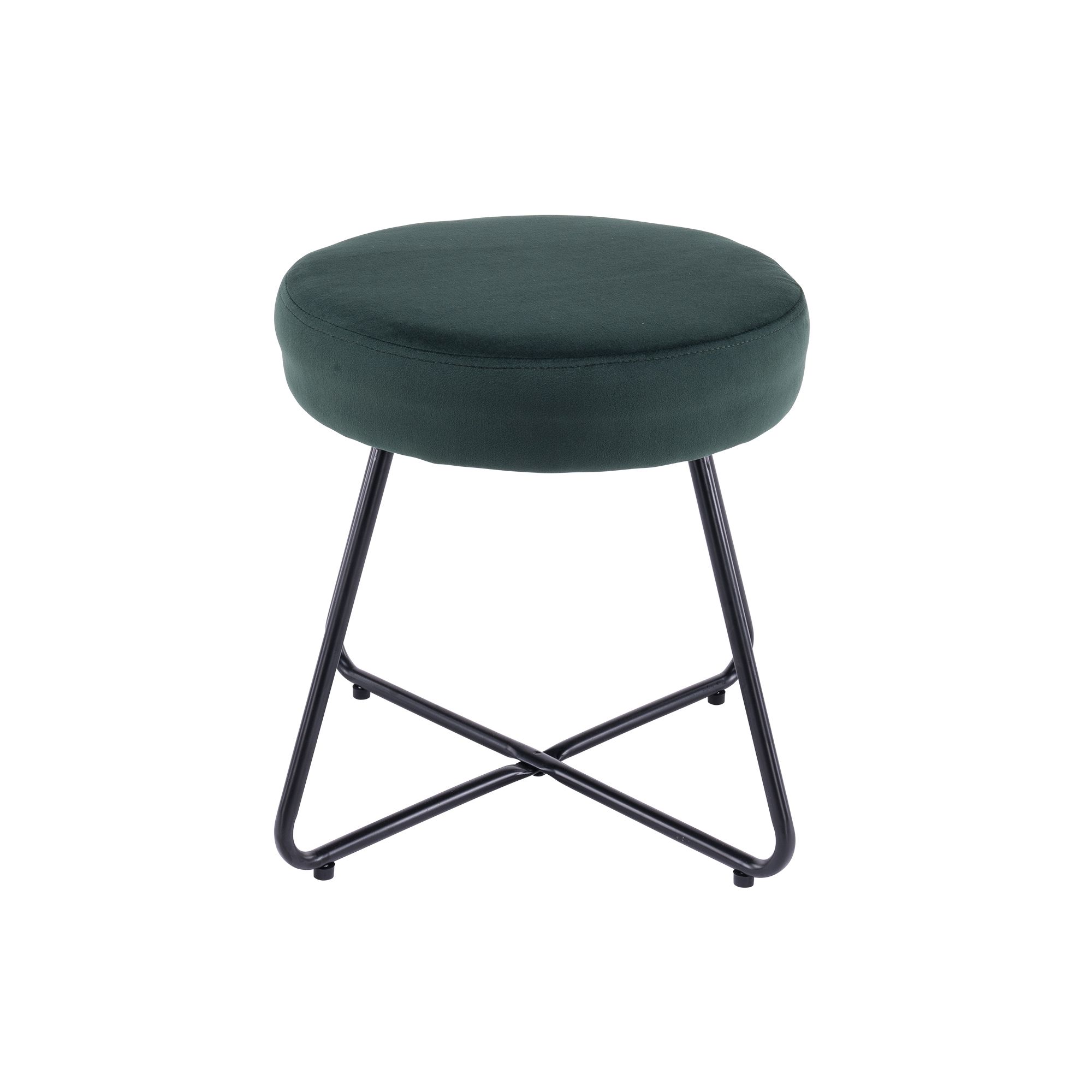 Turio Forest green Velvet effect Padded Stool DIY at B Q