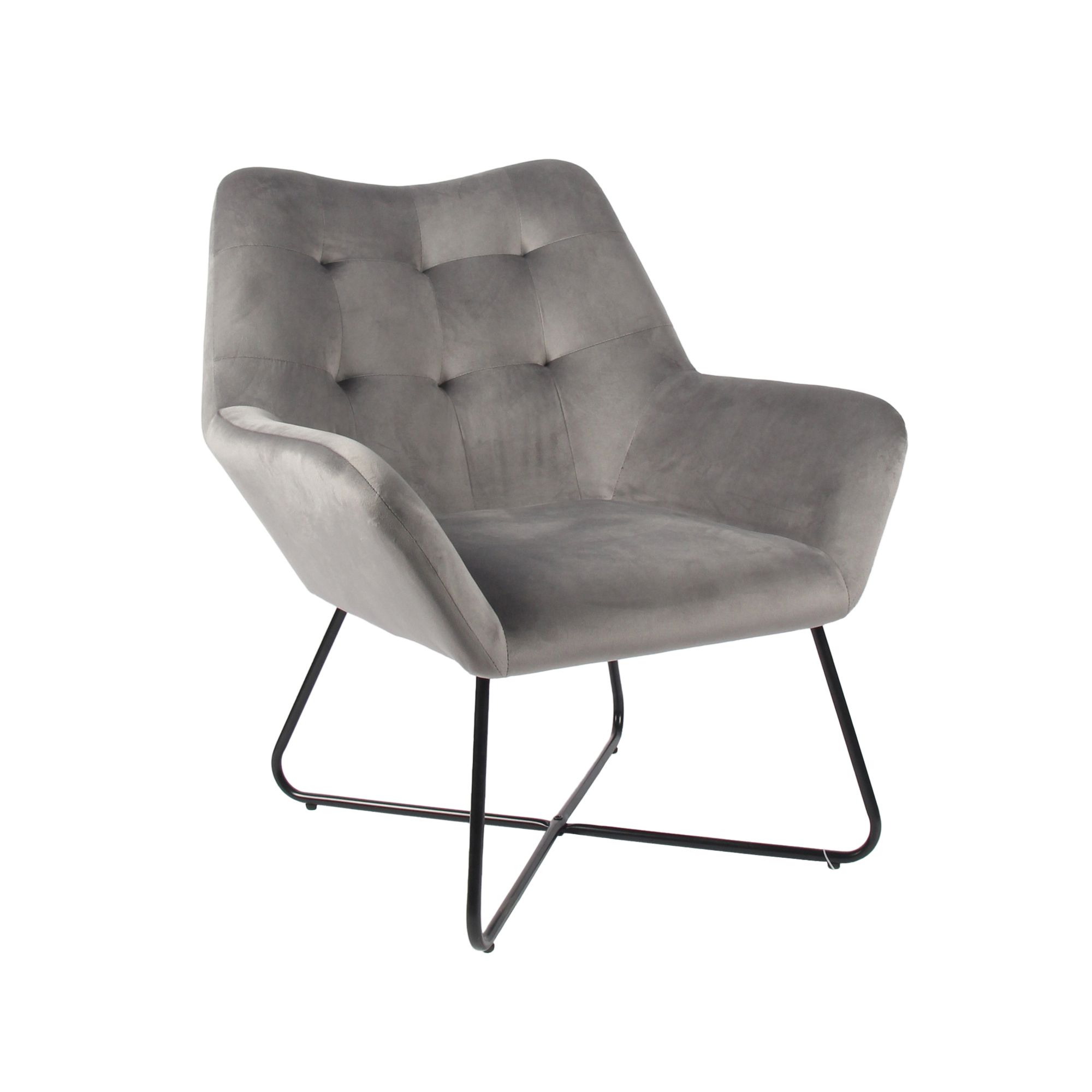 Turio Grey Velvet effect Chair H 865mm W 750mm D 800mm