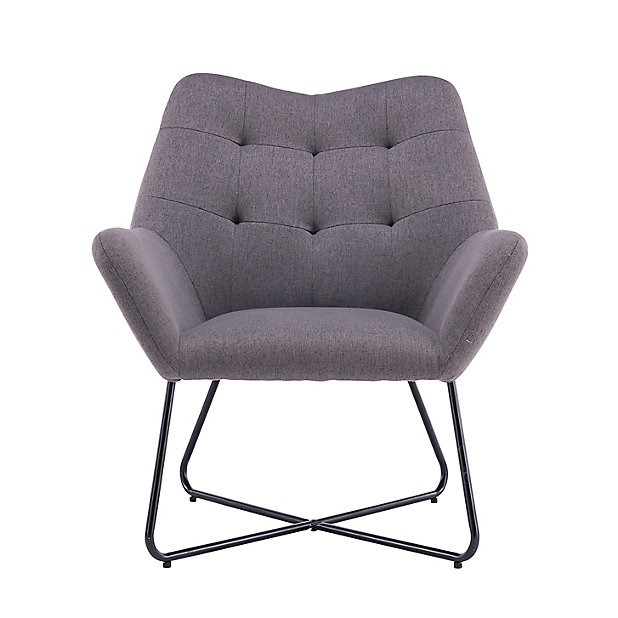 Turio Stone Grey Linen Effect Chair H, Grey Arm Chair