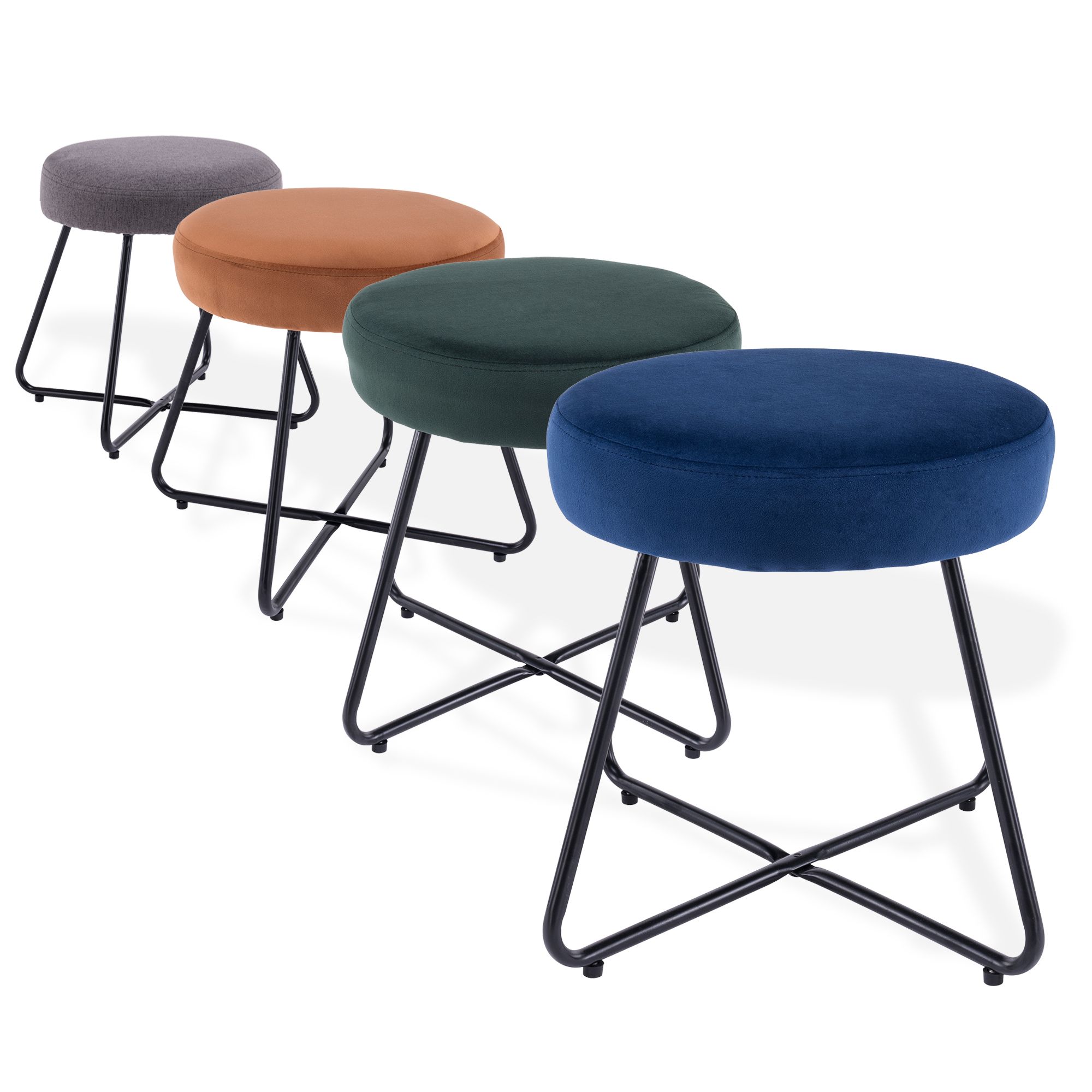 Turio Stone grey Linen effect Padded Stool