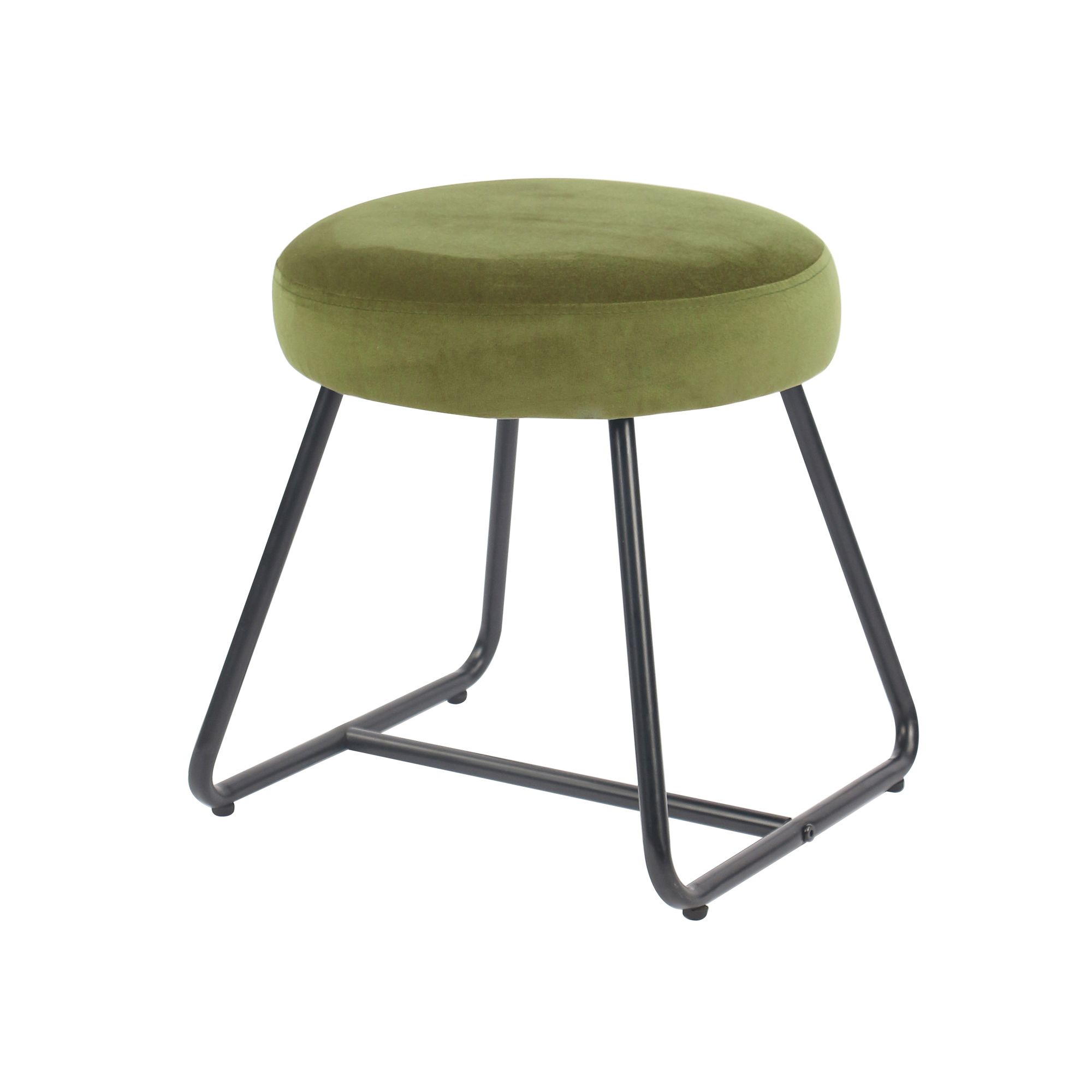 Turio Velvet effect Green Metal Stool