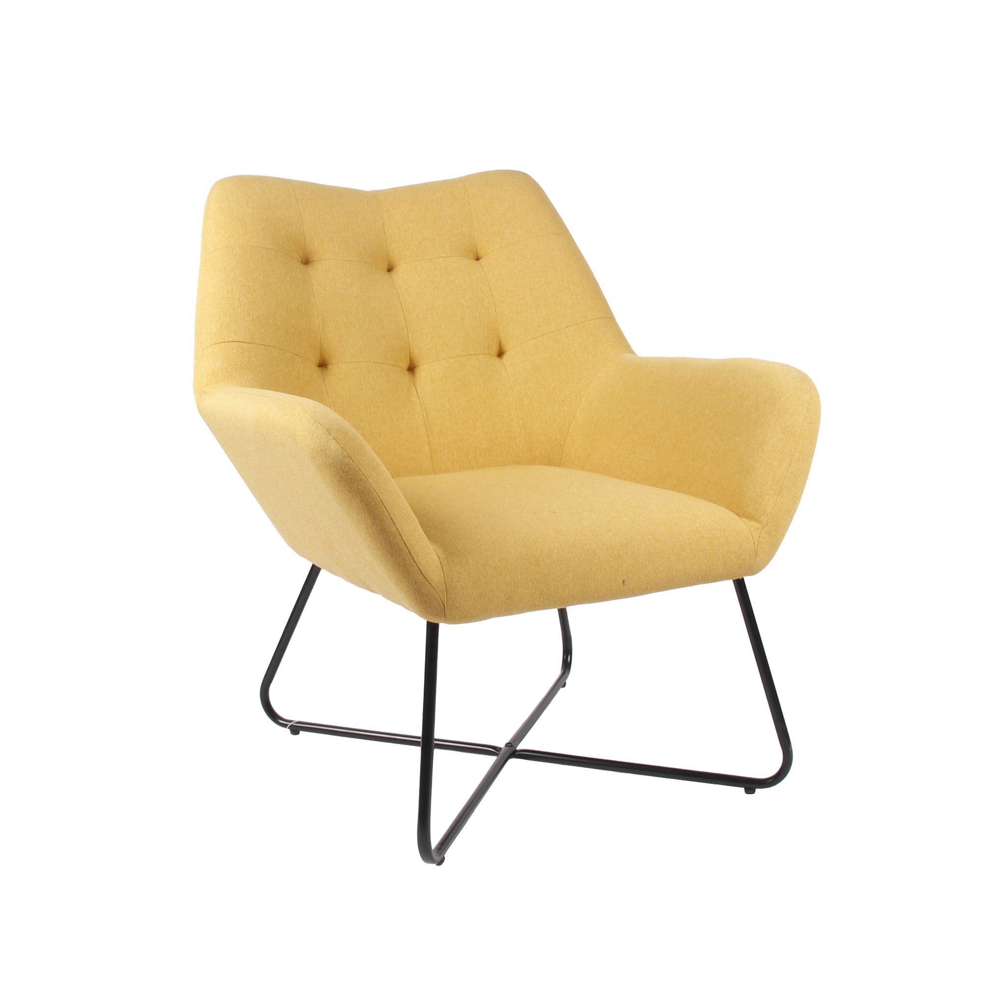 Turio Yellow Linen effect Chair (H)865mm (W)750mm (D)800mm | DIY at B&Q